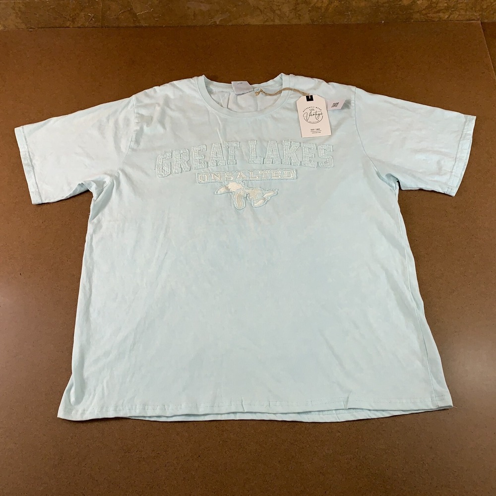 US Vintage Mens Size 2XL Pool Green Short Sleeve Great Lakes Accent T-Shirt NWT